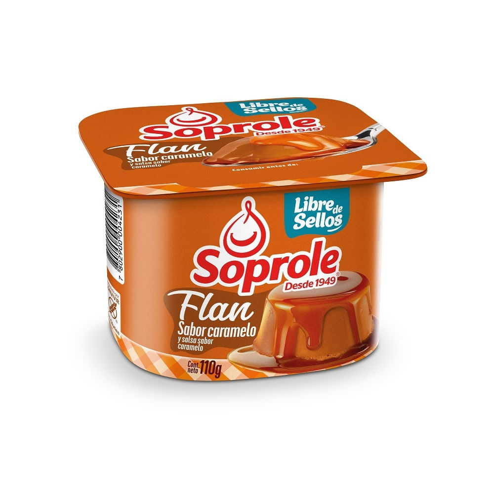 Flan Soprole sabor caramelo con salsa de caramelo pote 110 g