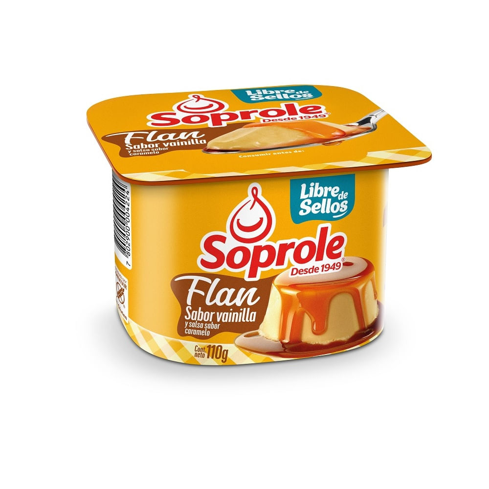 Flan Soprole vainilla con salsa de caramelo pote 110 g