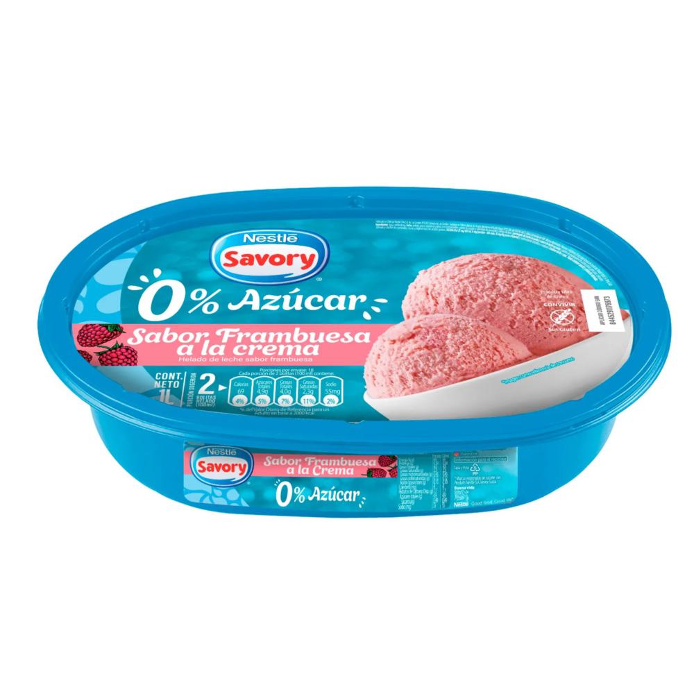 Helado Savory sin azúcar frambuesa a la crema 1 L Helado Savory sin azúcar frambuesa a la crema 1 L