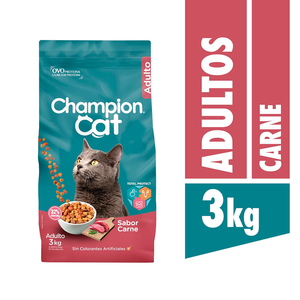 Alimento gato adulto Champion Cat carne 3 Kg