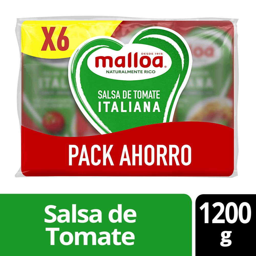Pack Salsa de tomate Malloa italiana 6 un de 200 g
