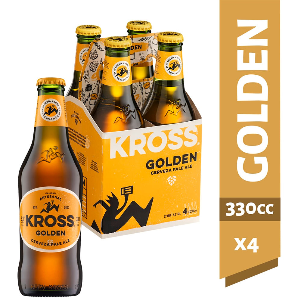 Pack Cerveza Kross golden ale botella 4 un de 330 cc Pack Cerveza Kross golden ale botella 4 un de 330 cc