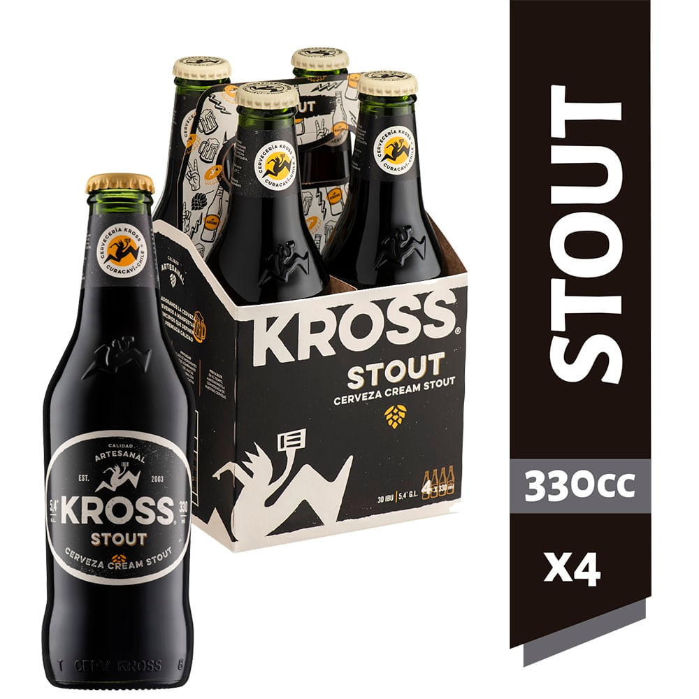 Pack Cerveza Kross Stout botella 4 un de 330 cc Pack Cerveza Kross Stout botella 4 un de 330 cc