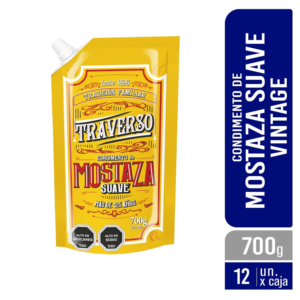 Mostaza Traverso vintage doypack 700 g