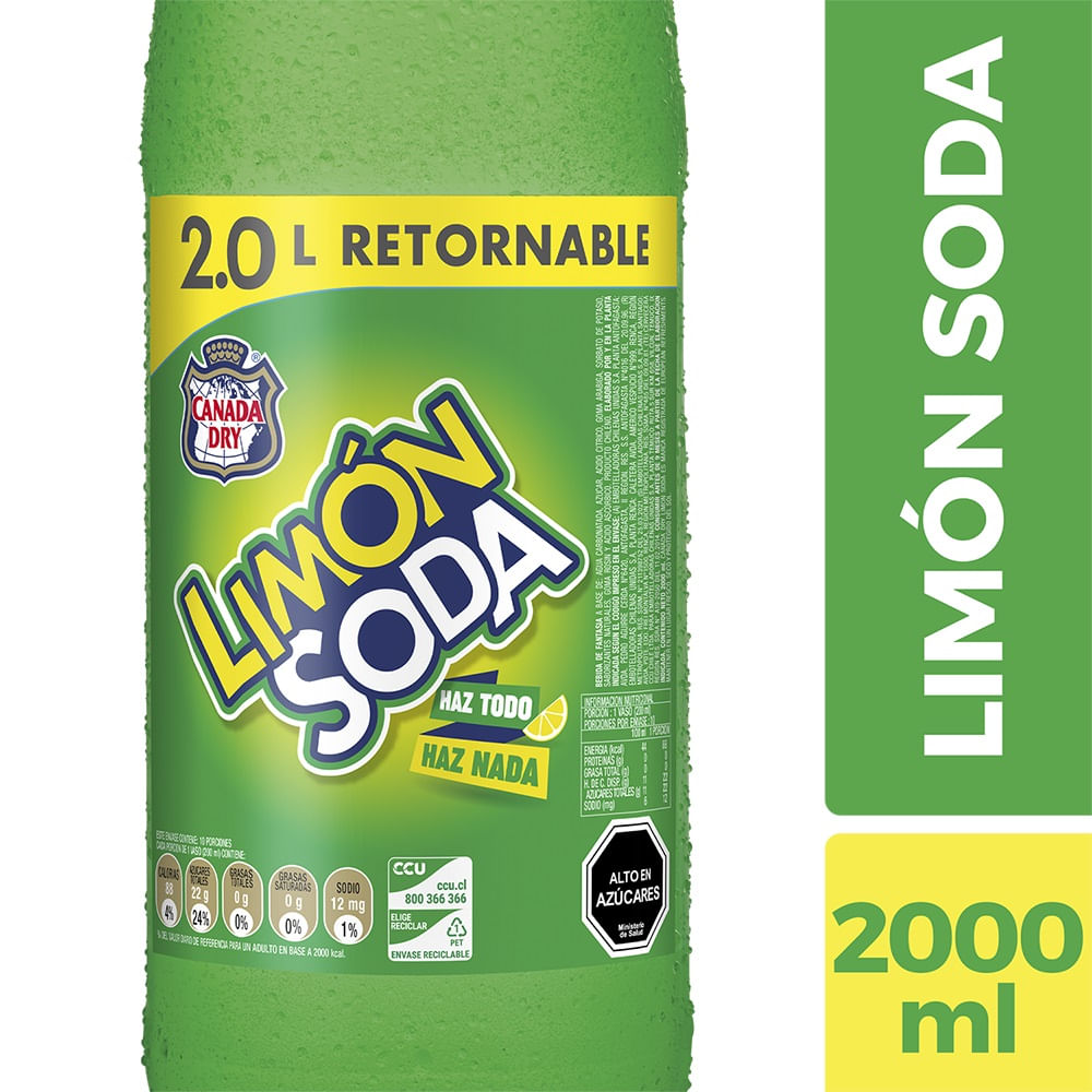 Bebida Limón soda retornable 2 L + envase