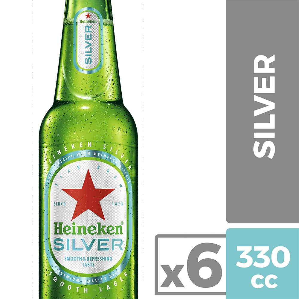 Pack Cerveza Heineken silver botella 6 un de 330 cc