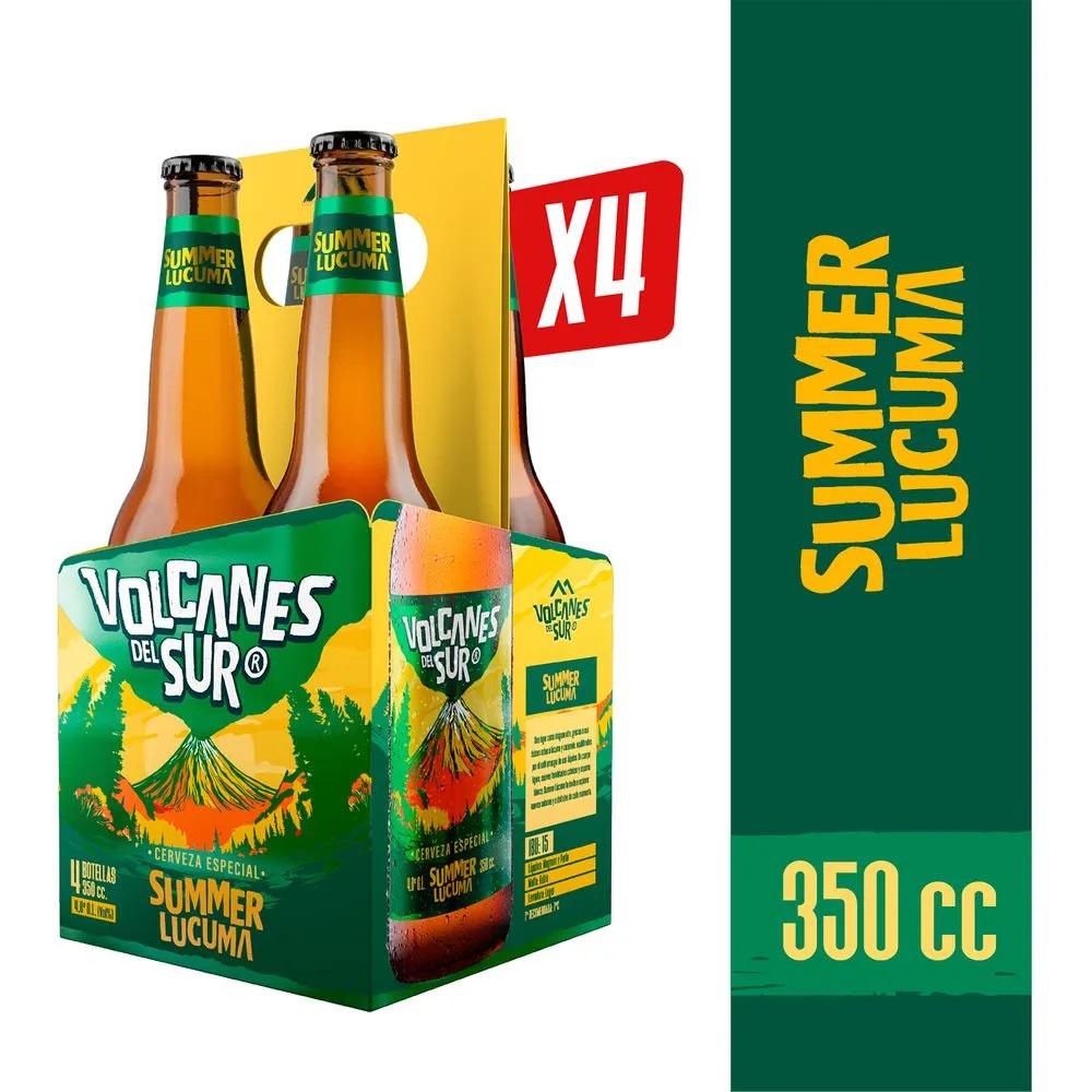 Cerveza Volcanes del Sur summer lúcuma 4 un de 350 cc