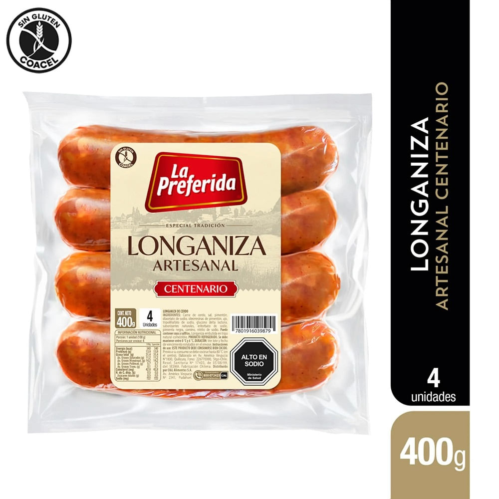 Longaniza La Preferida artesanal centenario 400 g