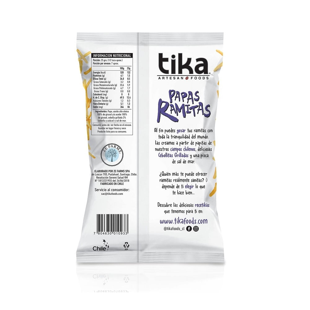 Papas ramitas Tika con cebolla grillada 170 g Papas ramitas Tika con cebolla grillada 170 g