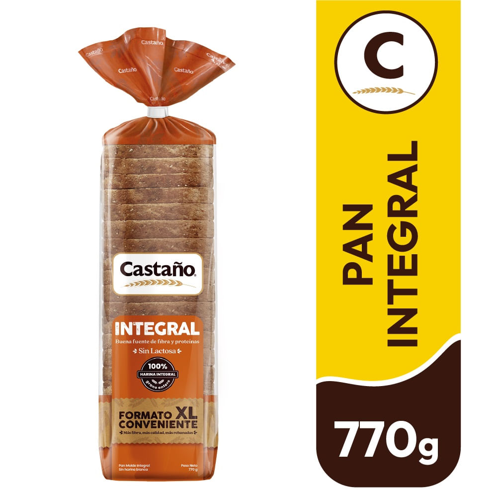 Pan de molde integral XL Castaño 770 g