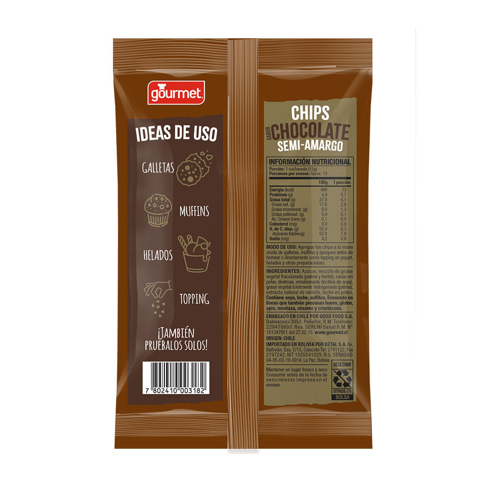 Chips de chocolate Gourmet 200 g Chips de chocolate Gourmet 200 g