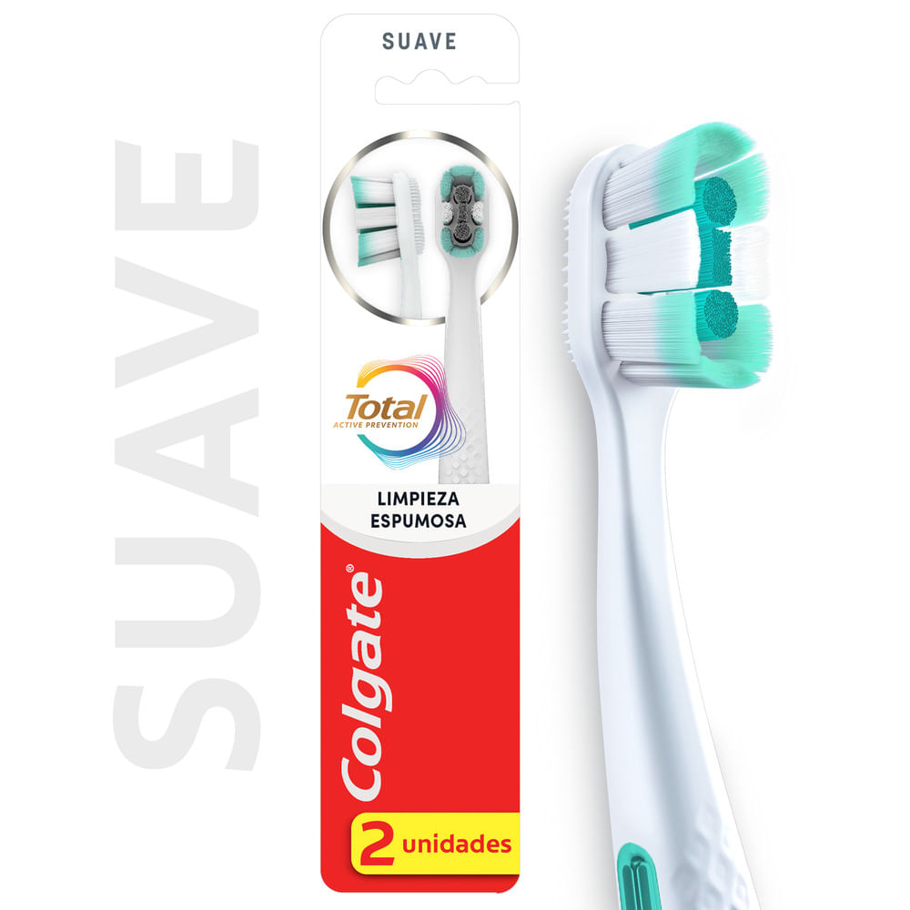 Cepillo dental Colgate total limpieza espumosa suave 2 un