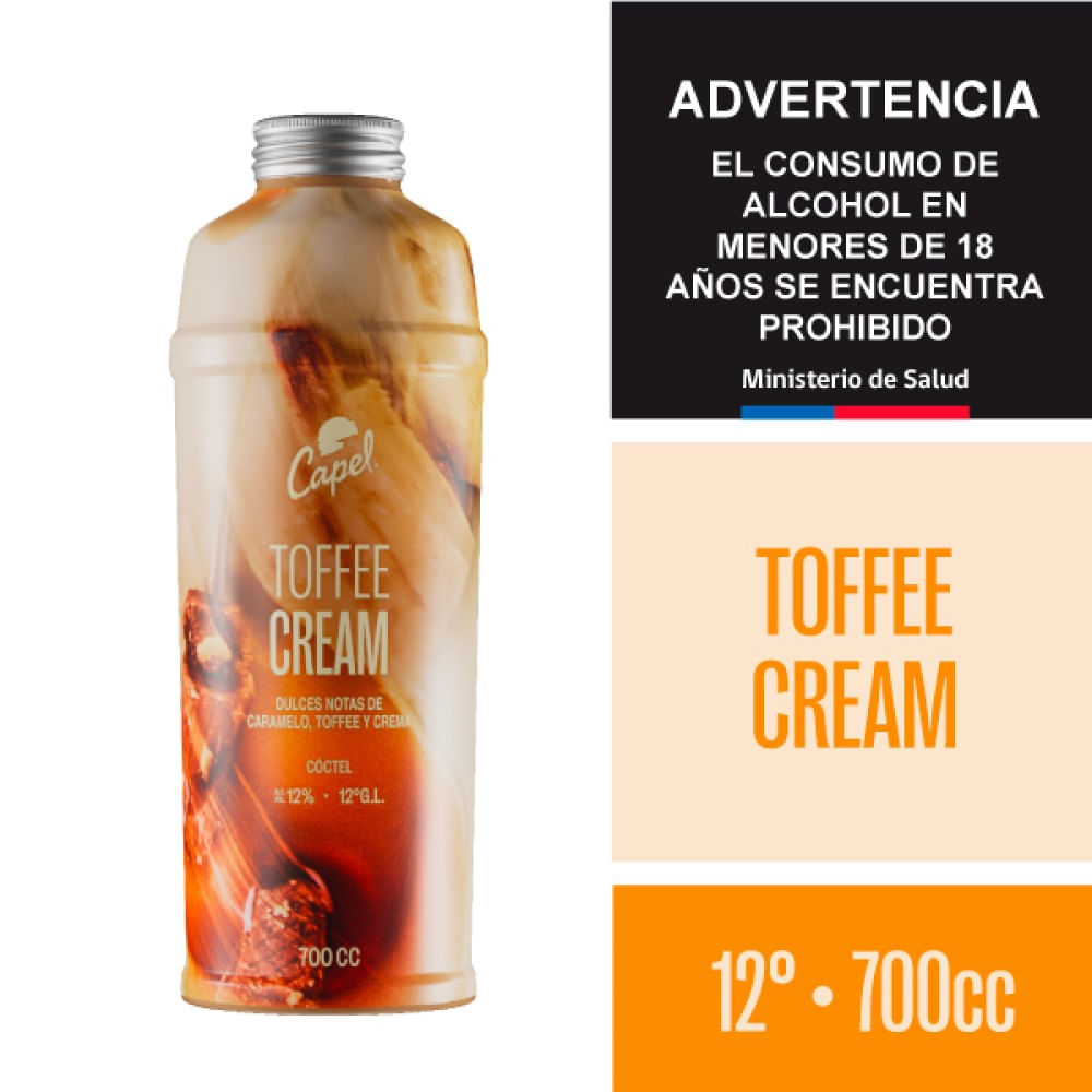 Cóctel Capel toffee cream 12° botella 700 cc