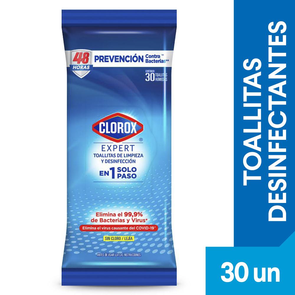 Toallitas desinfectantes Clorox expert aroma fresco 30 un Toallitas desinfectantes Clorox expert aroma fresco 30 un