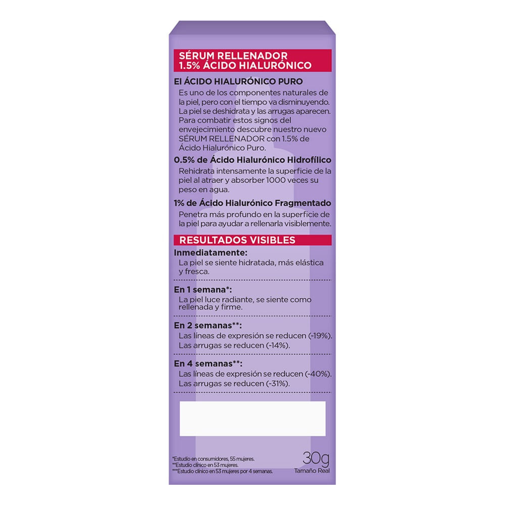 Serum rellenador Revitalift Loreal ácido hialurónico 30 ml Serum rellenador Revitalift Loreal ácido hialurónico 30 ml