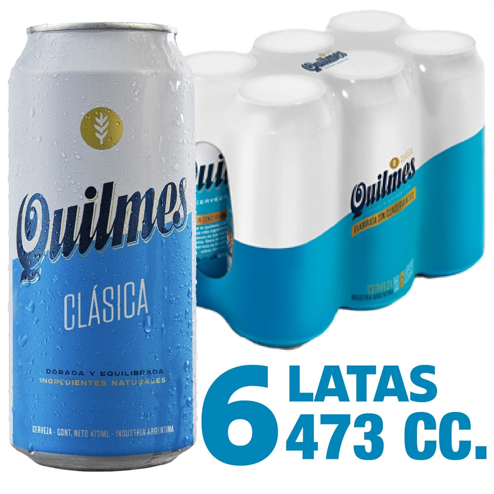 Pack Cerveza Quilmes clásica lata 6 un de 473 cc