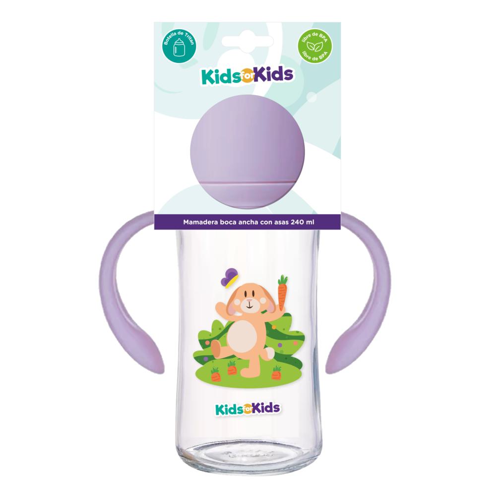 Mamadera Kids for kids boca ancha con asas 240 ml