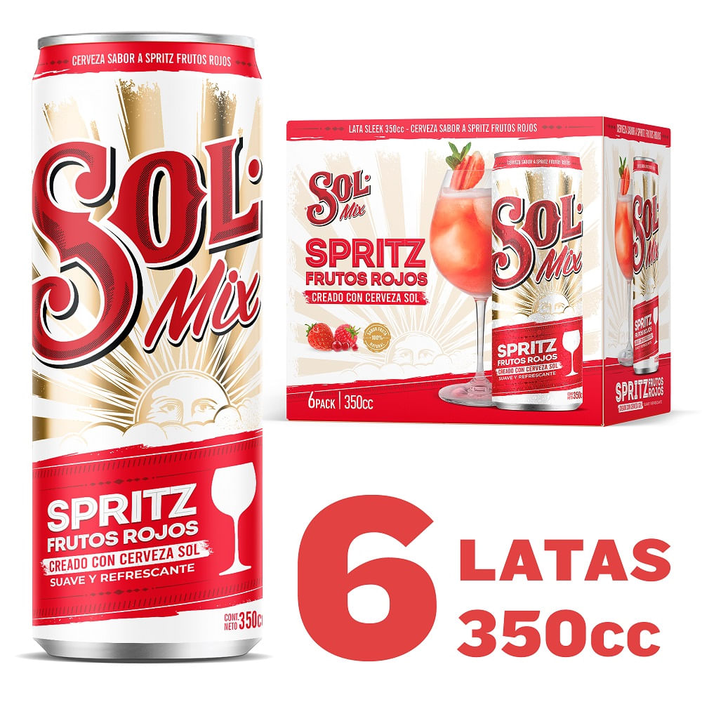Cerveza Sol mix spritz frutos rojos lata 6 un de 350 cc