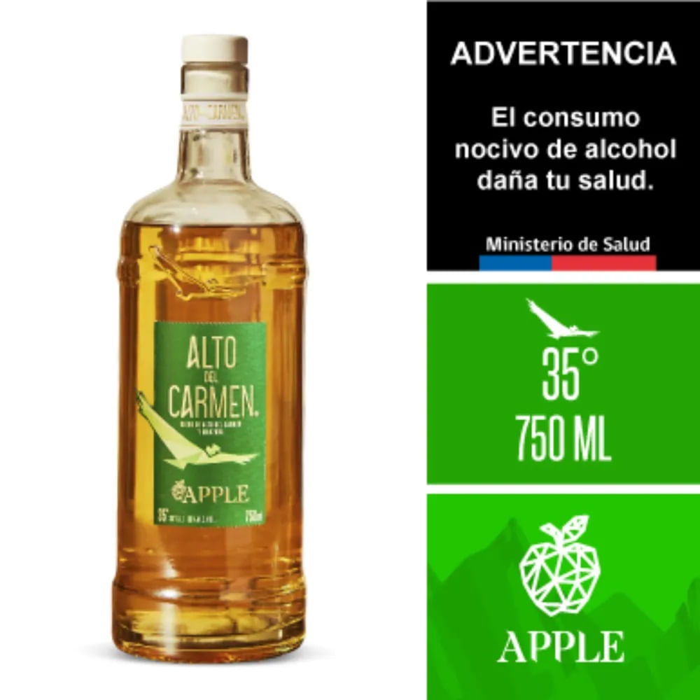 Pisco Alto del Carmen manzana botella 750 cc