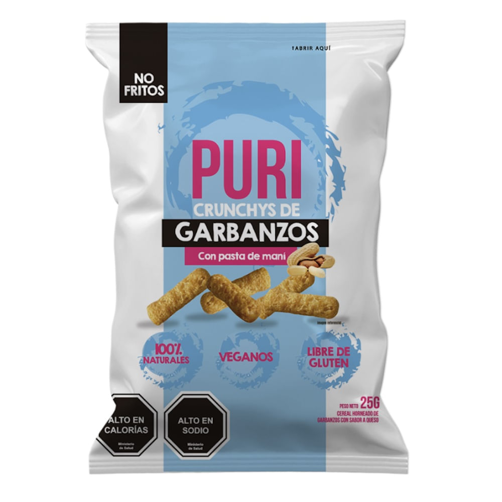 Puri crunchy de garbanzos Purisnack pasta maní 25 g