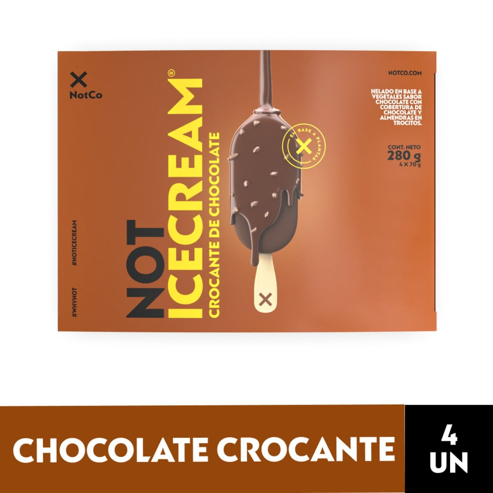 Pack helado Not Ice Cream crocante de chocolate 4 un de 70 g Pack helado Not Ice Cream crocante de chocolate 4 un de 70 g