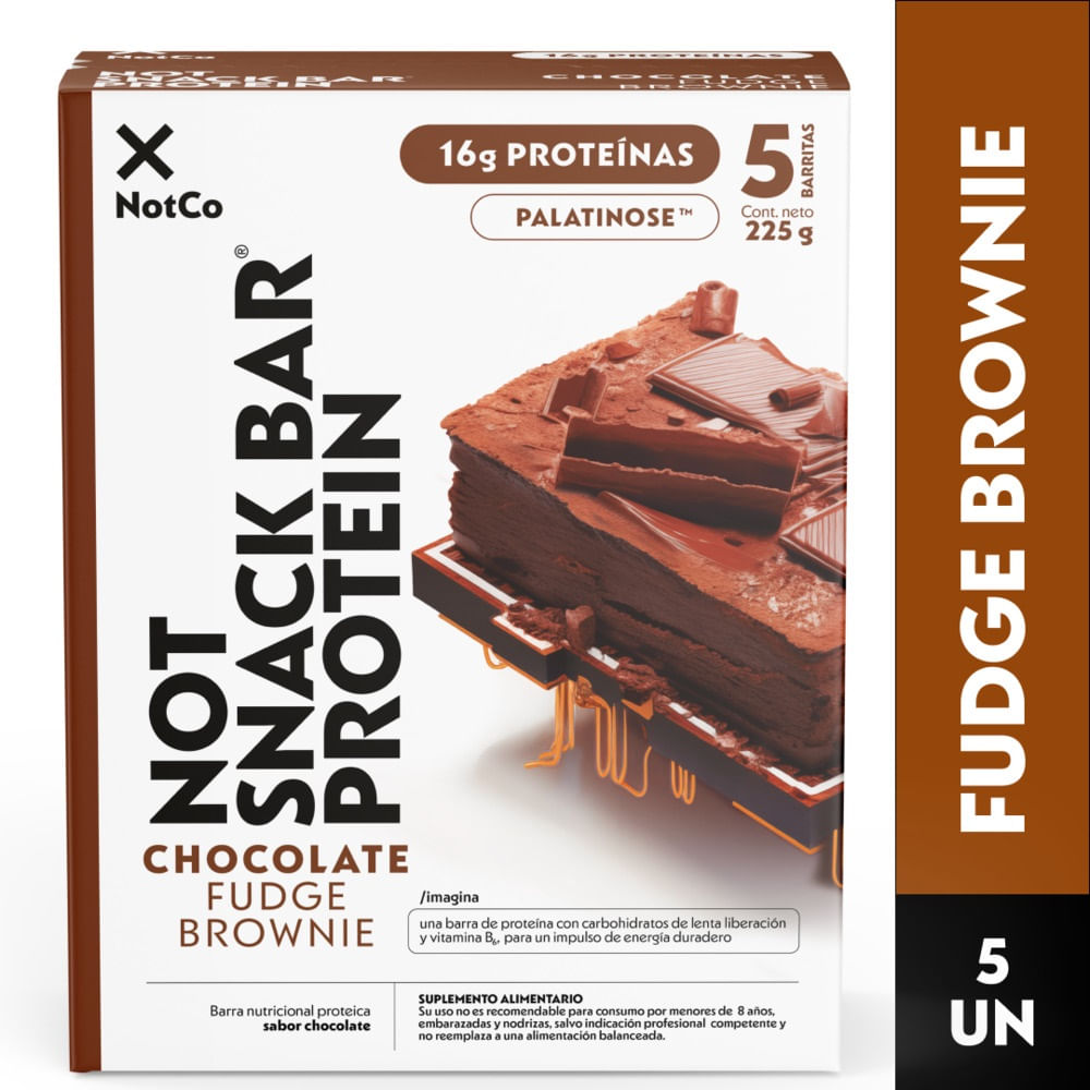 Barra de cereal proteína brownie NotSnack notco 5 un de 45 g