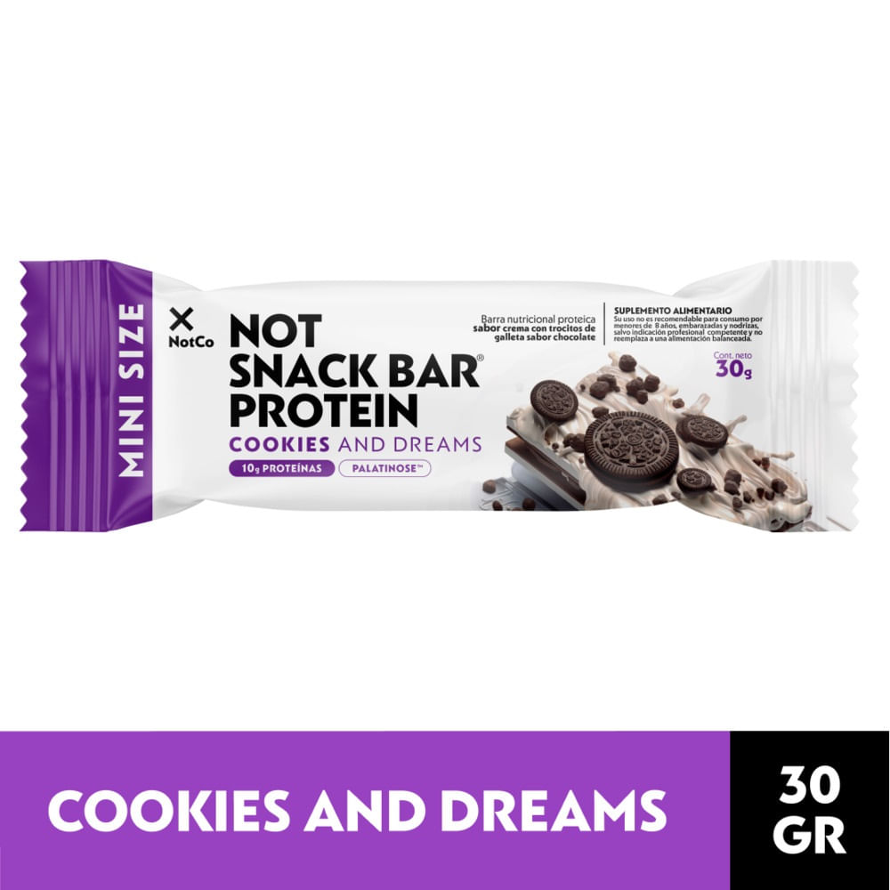 Barra proteína NotSnack cookies and cream notco 30 g