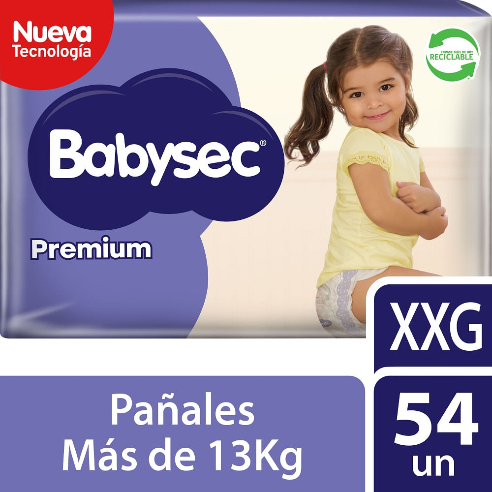 Pañal Babysec premium confort flex talla XXG 54 un