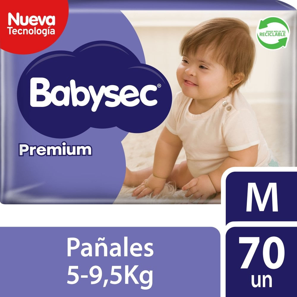Pañal Babysec premium confort flex M 70 un