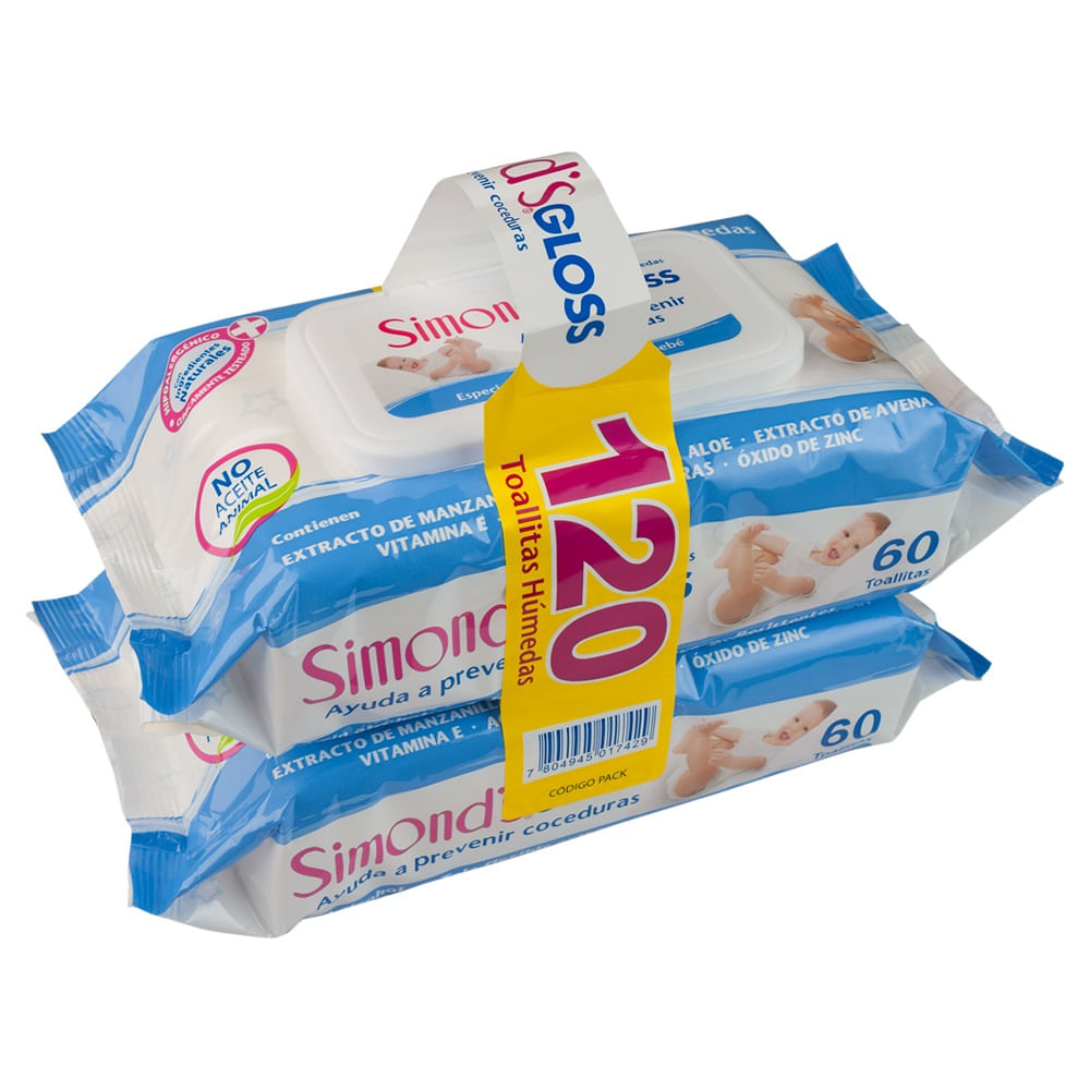 Pack toallita húmeda Simonds gloss 2 un de 60 un Pack toallita húmeda Simonds gloss 2 un de 60 un