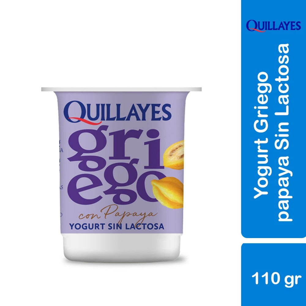 Yoghurt Griego Quillayes sin lactosa papaya 110 g