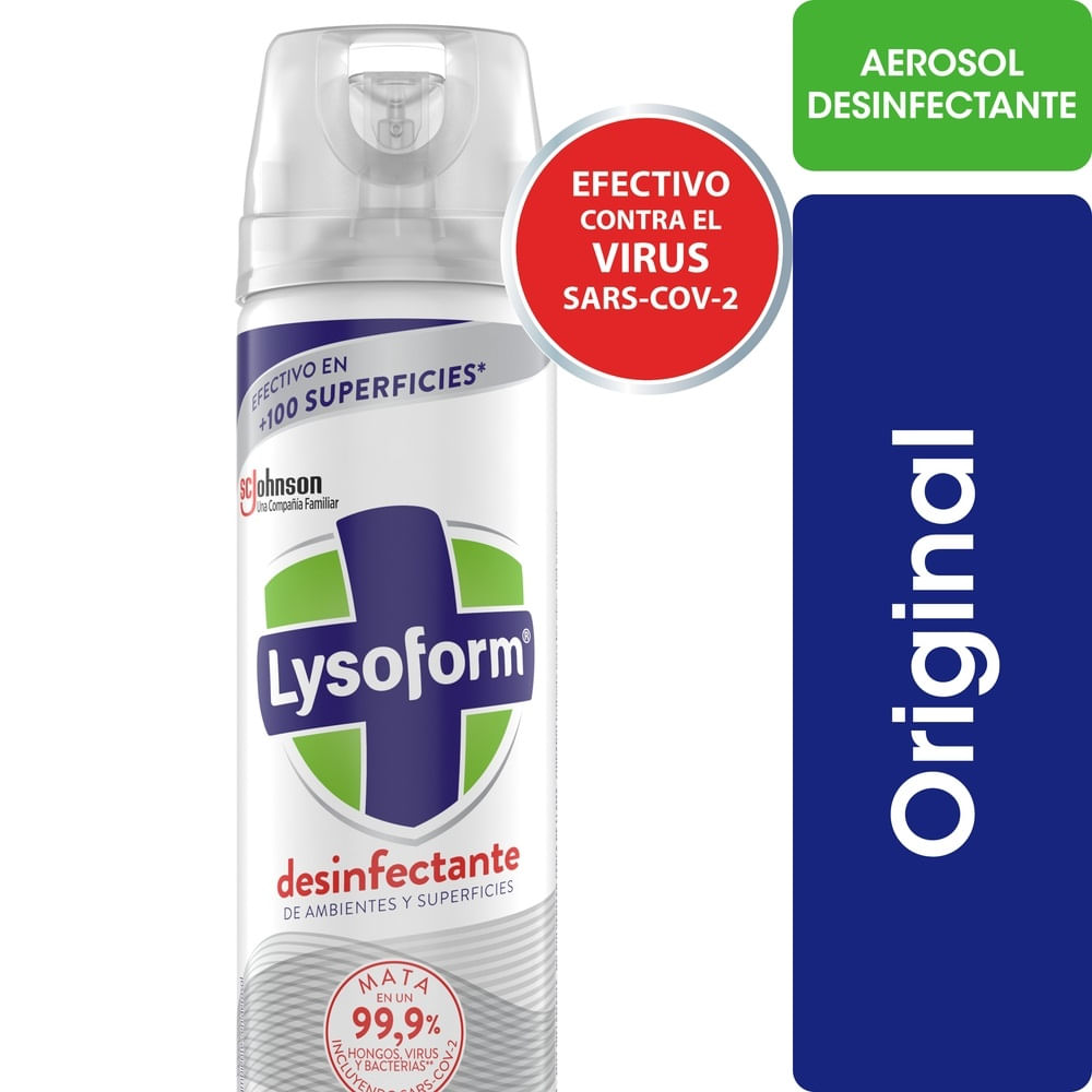 Desinfectante de ambientes y elimina olores Lysoform original aerosol 360 ml