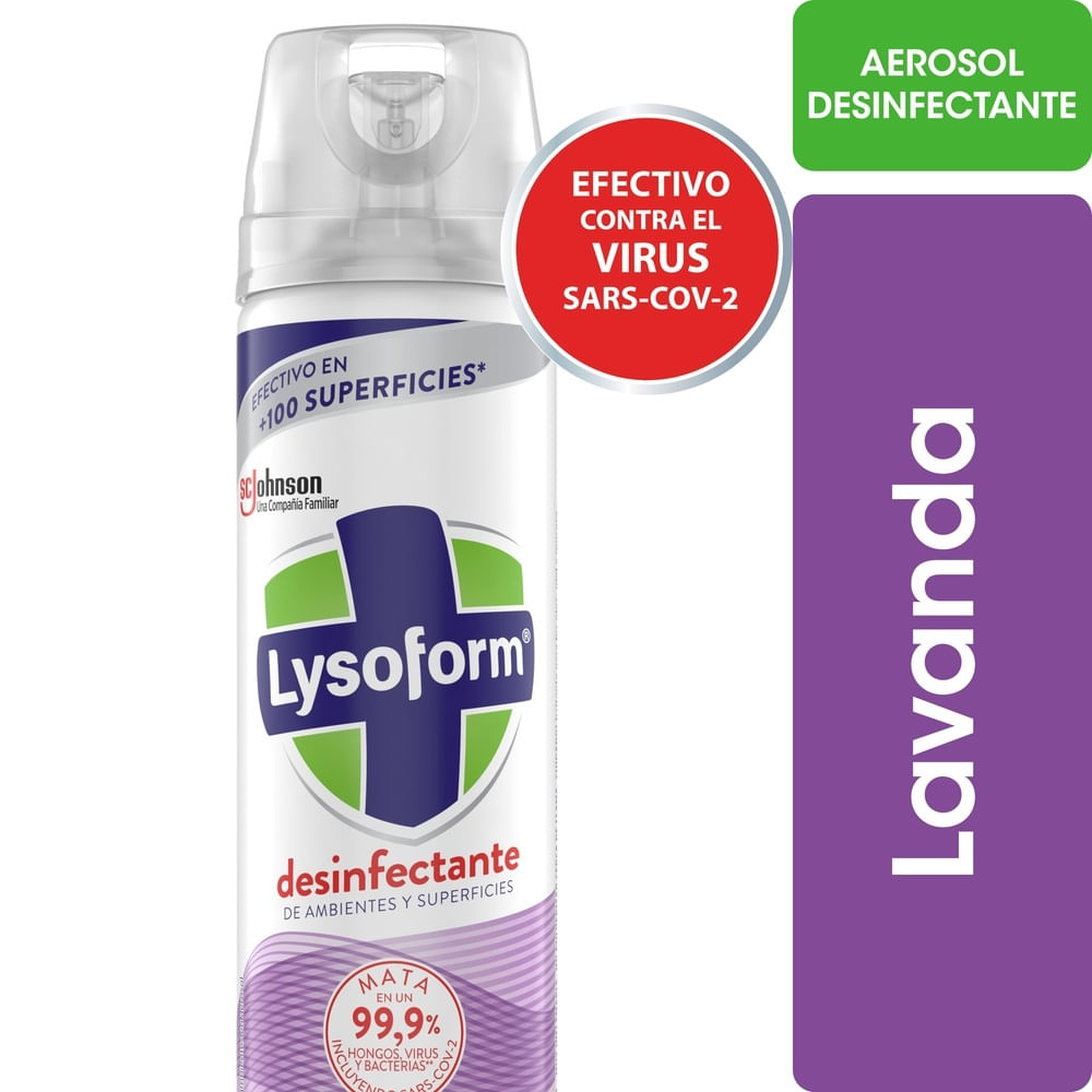 Desinfectante de ambientes y elimina olores Lysoform lavanda aerosol 360 ml