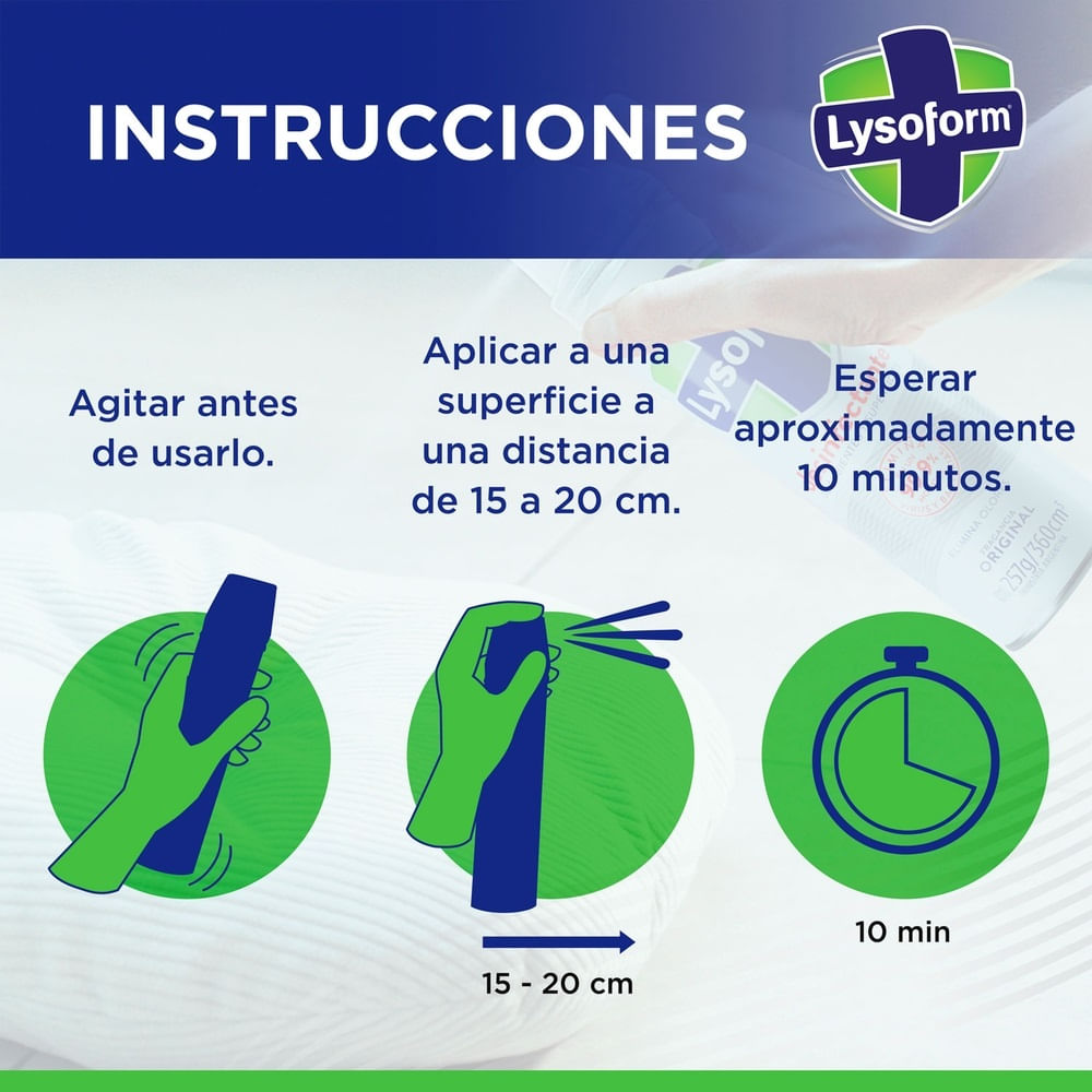 Desinfectante de ambientes y elimina olores Lysoform frutal aerosol 360 ml