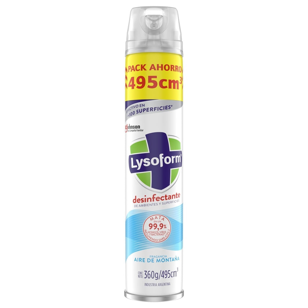 Desinfectante de ambiente y superficies Lysoform aire de montaña 495 ml Desinfectante de ambiente y superficies Lysoform aire de montaña 495 ml