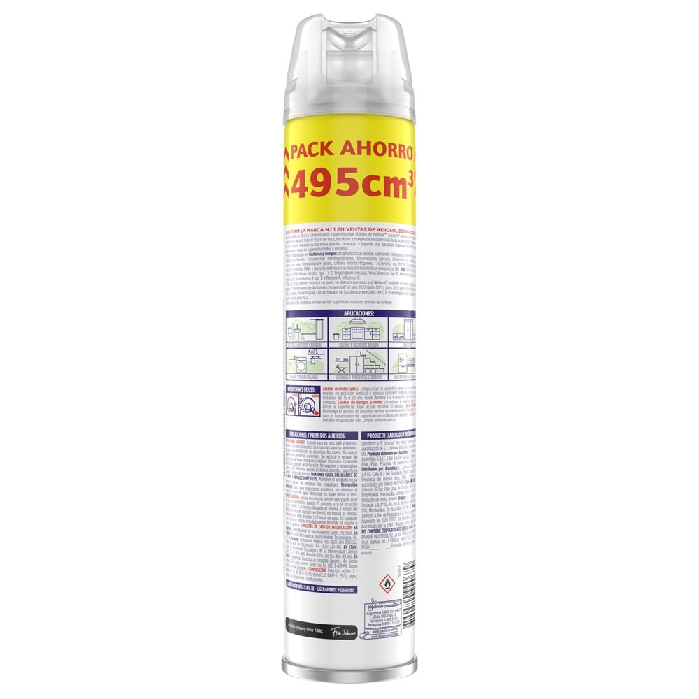 Desinfectante de ambiente y superficies Lysoform aire de montaña 495 ml Desinfectante de ambiente y superficies Lysoform aire de montaña 495 ml