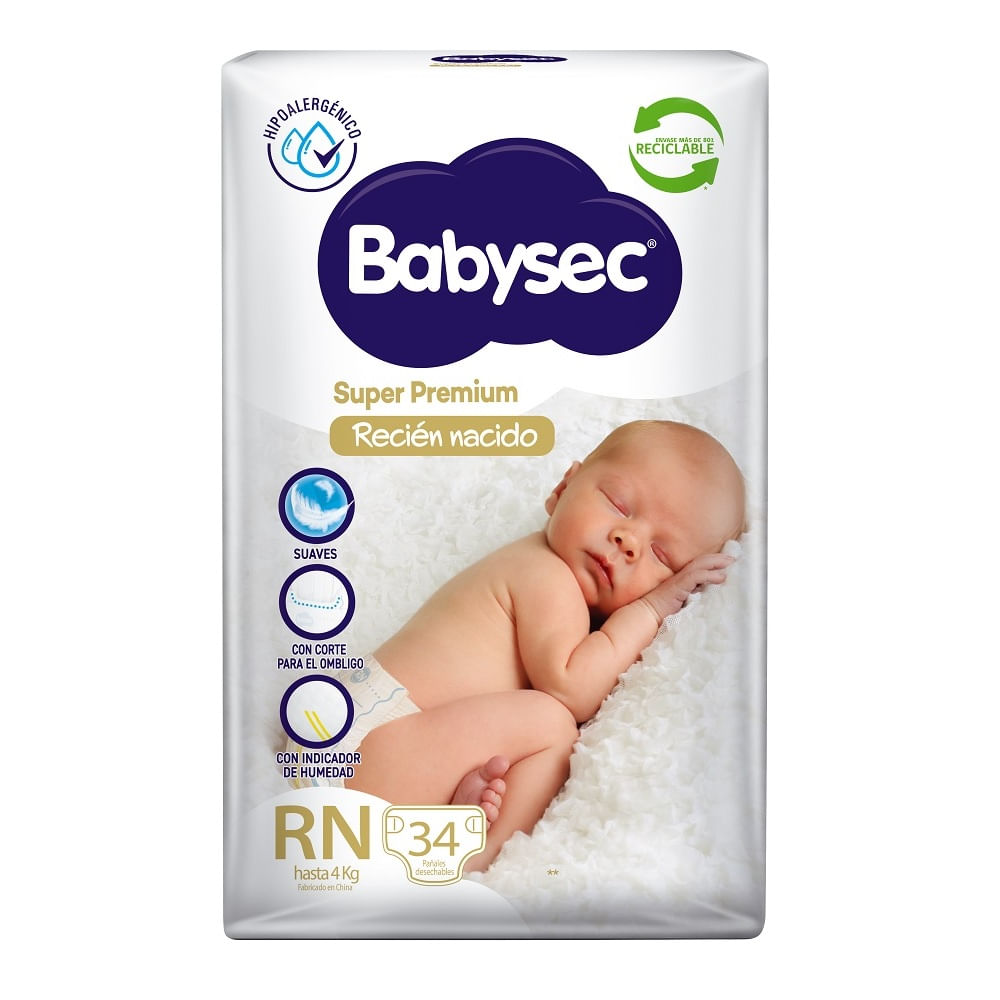 Pañal Babysec recién nacido 34 un (Hasta 4 Kg) Pañal Babysec recién nacido 34 un (Hasta 4 Kg)