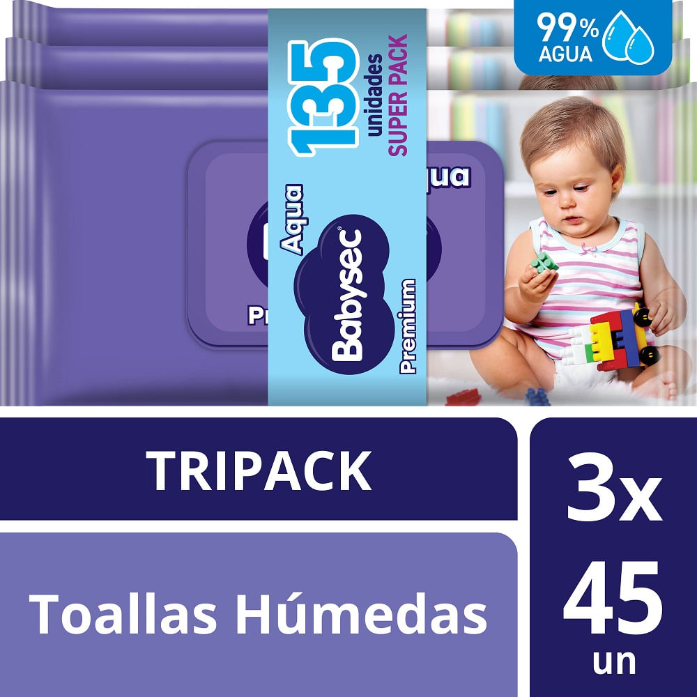 Pack Toallitas húmedas Babysec premium 3 un de 45 un