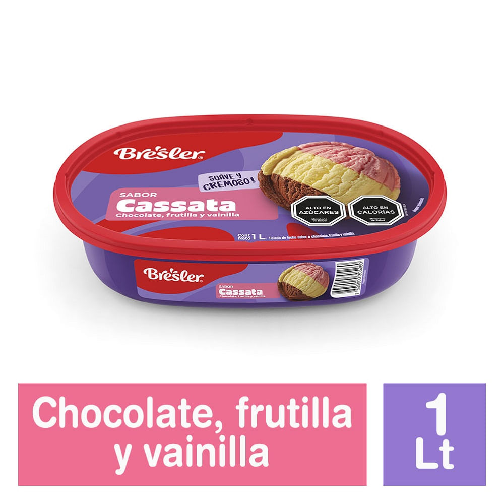 Helado Bresler cassata chocolate frutilla y vainilla 1 L