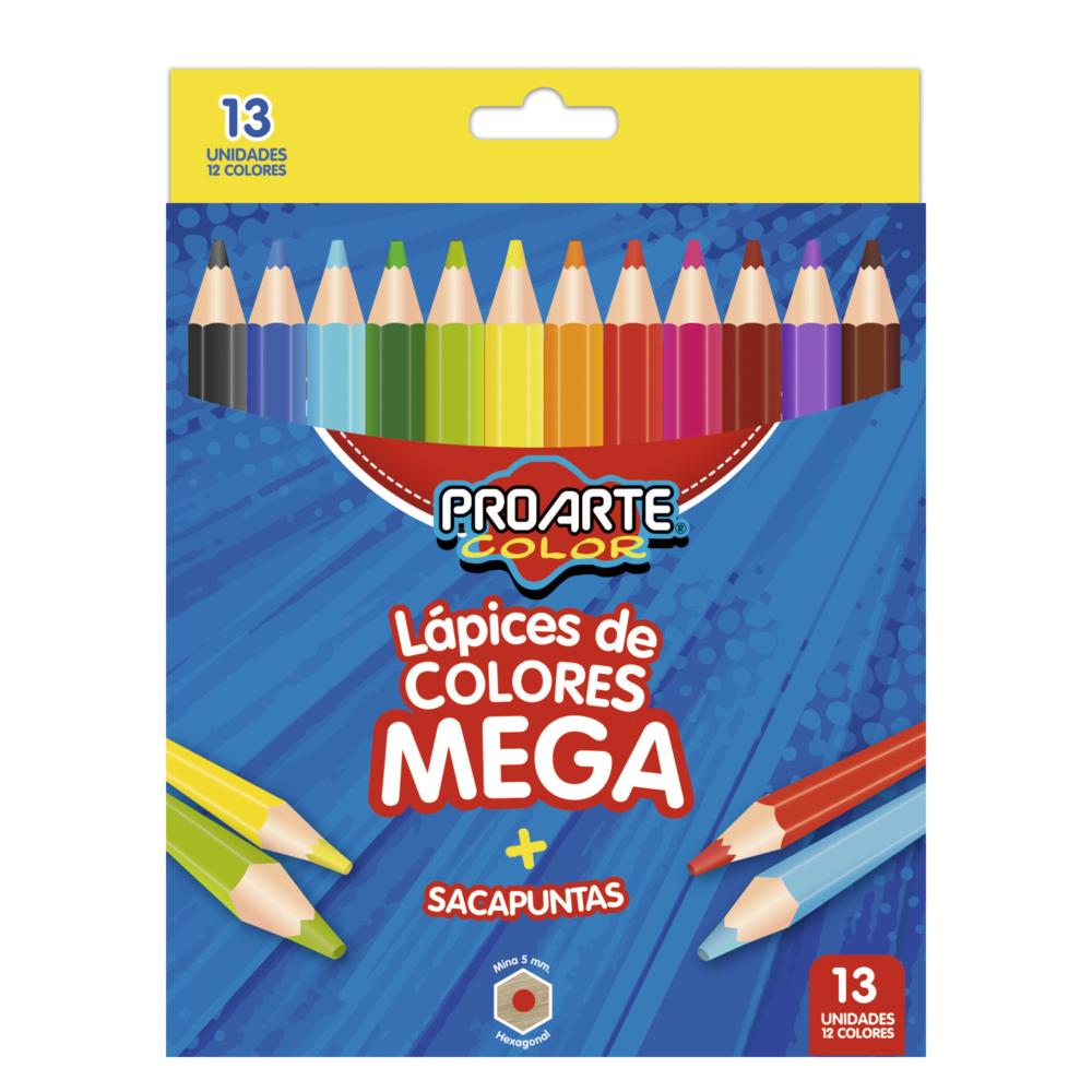 Lápices Proarte mega 12 colores + sacapunta