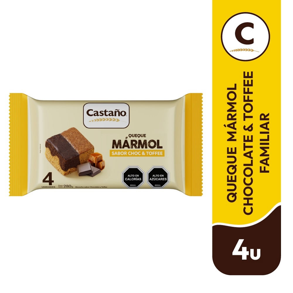 Queque Castaño mármol chocolate toffee 4 un