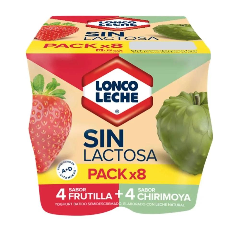 Pack Yoghurt Loncoleche sin lactosa sabores 8 un de 120 g