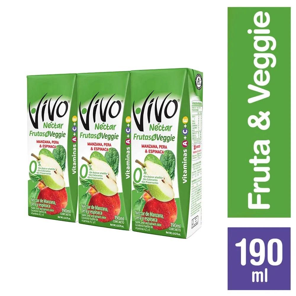 Pack néctar Vivo veggie manzana pera y espinaca 3 un de 190 ml