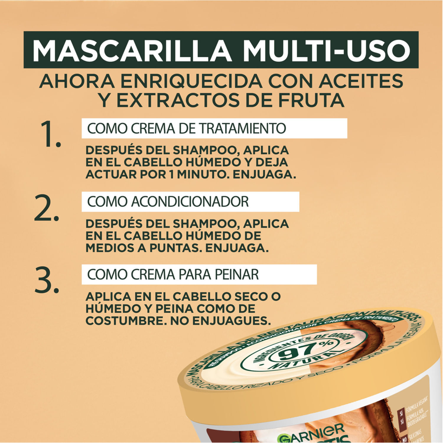 Mascarilla capilar Fructos hair food manteca de cacao 350 ml Mascarilla capilar Fructos hair food manteca de cacao 350 ml
