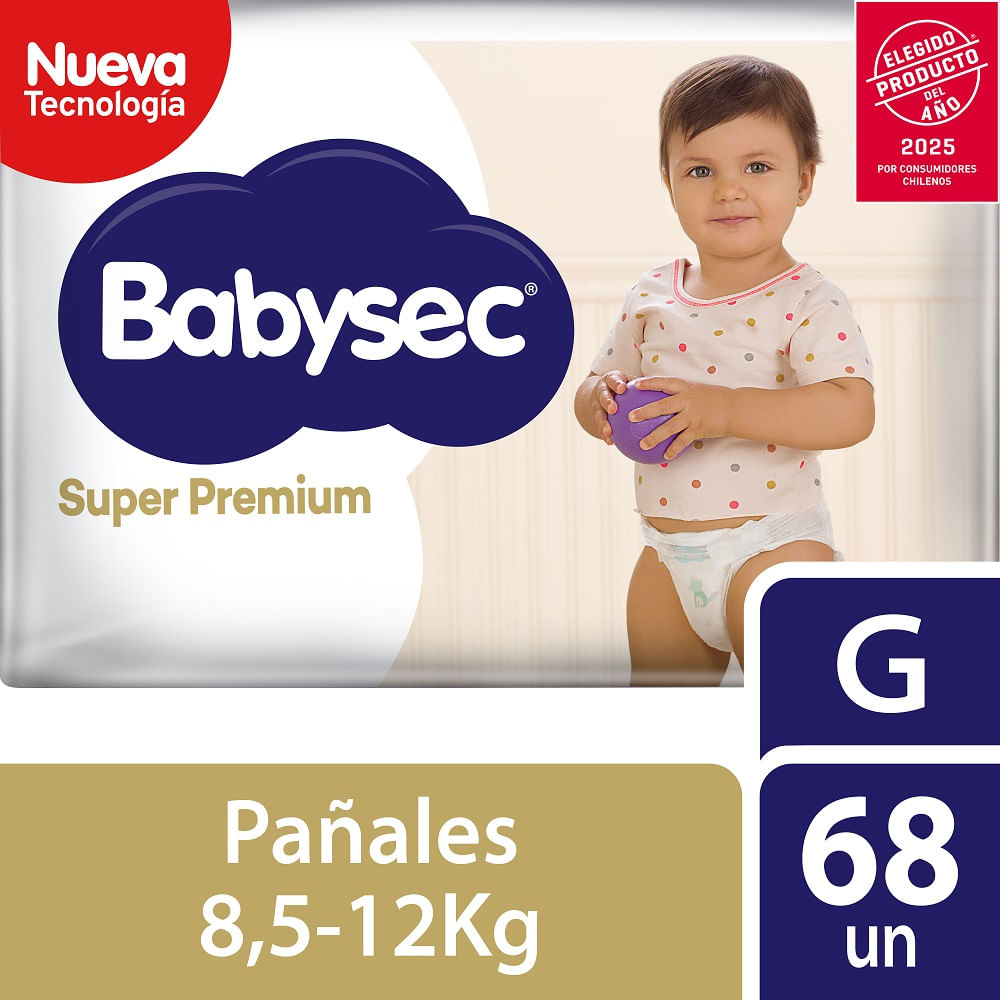 Pañal Babysec super premium confort care talla G 68 un