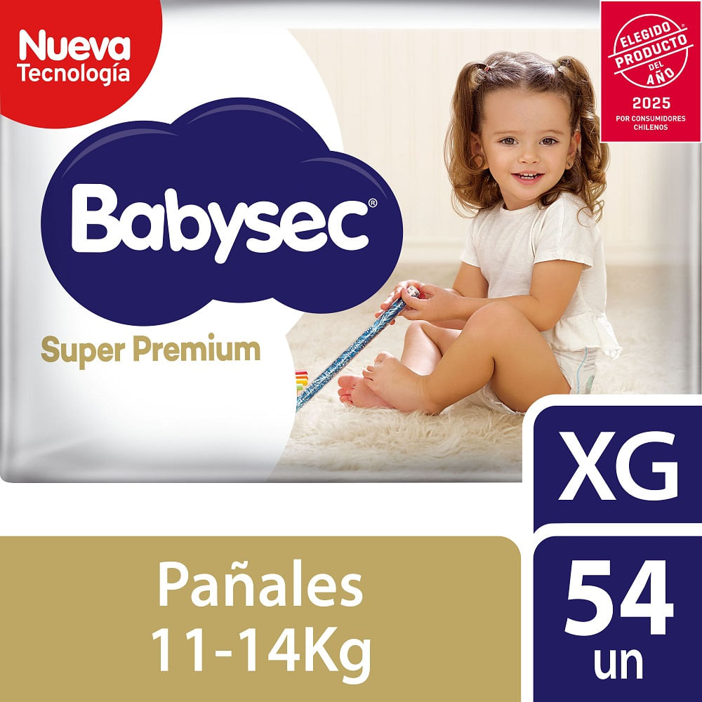 Pañal Babysec super premium confort care talla XG 54 un