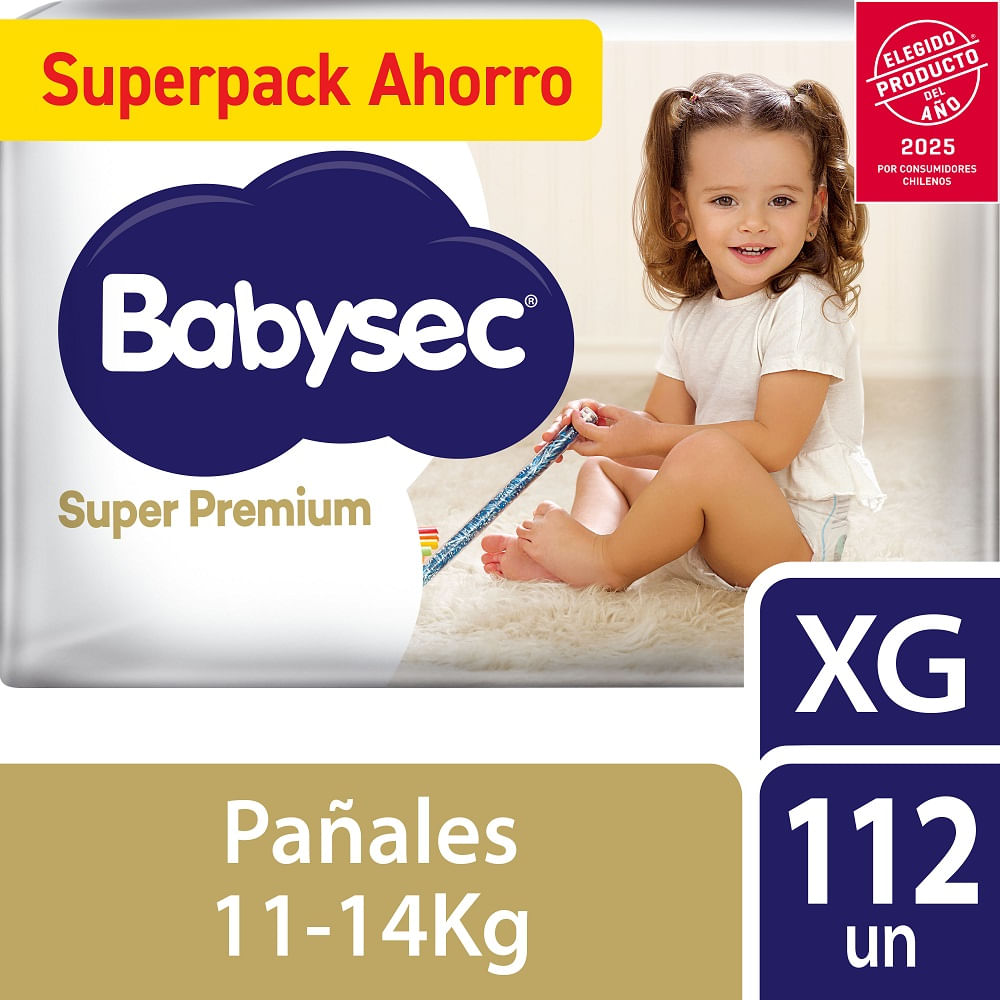 Pañal Babysec super premium confort care talla XG 112 un