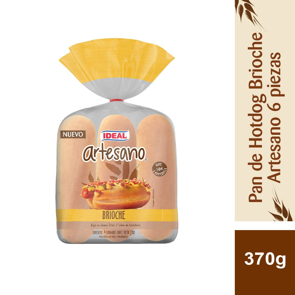 Pan hotdog Ideal brioche artesano 370 g