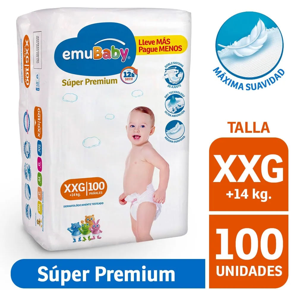 Pañal Emubaby super premium talla XXG 100 un