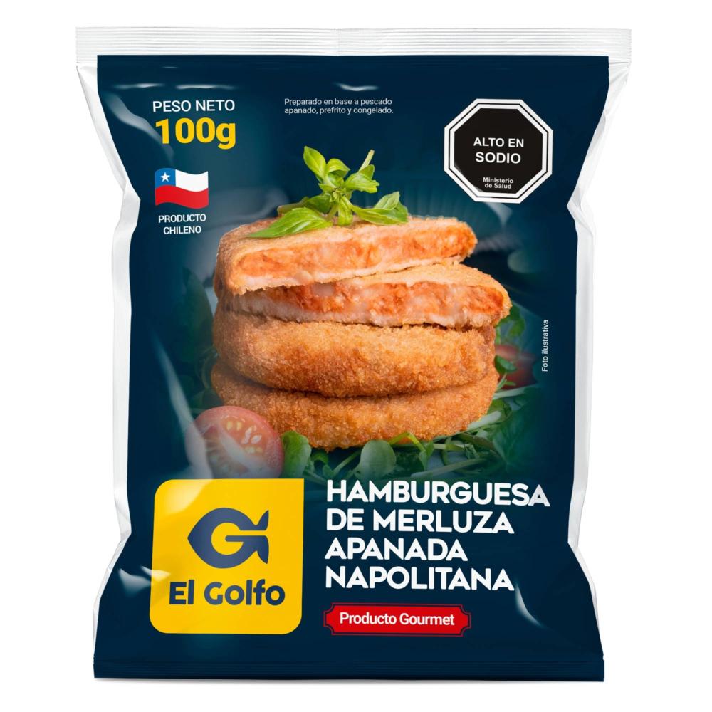 Hamburguesa merluza apanada napolitana El Golfo 100 g Hamburguesa merluza apanada napolitana El Golfo 100 g